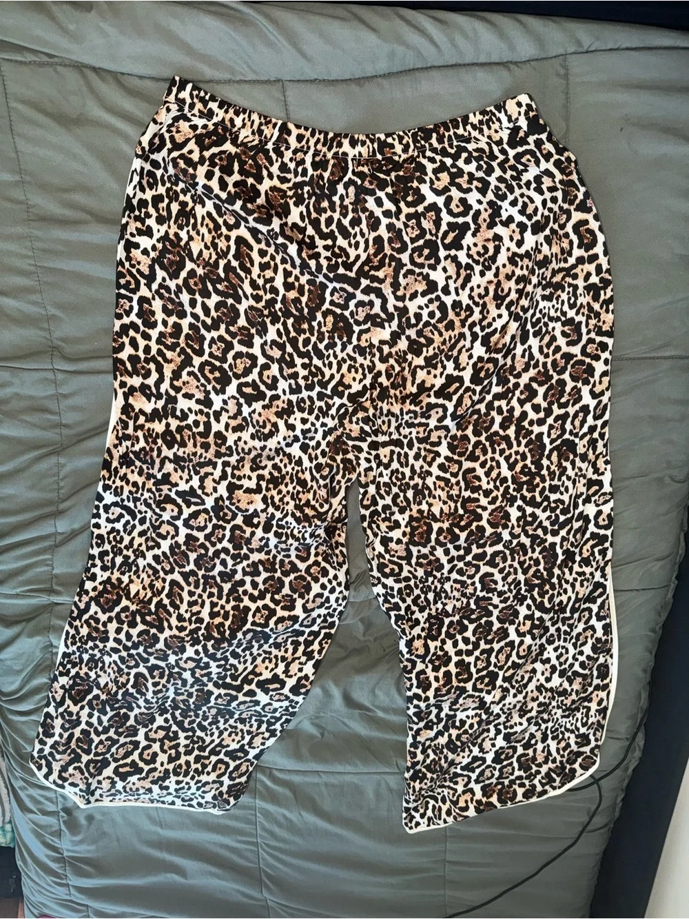 NWT Aerie Off-Duty Satin Piping Pants - Leopard Print Size XL *sold out* - Picture 6 of 6